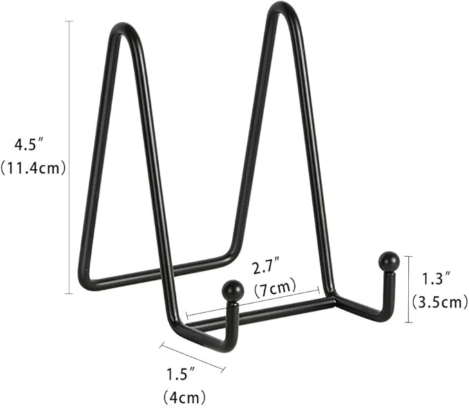 Plate Stands for Display - Iron Easel Stand Plate Holder Display Stand Picture Frame Stand for Pictures | Photo|Decorative Plate |Dish | Tabletop Art - 4.5 inch-Black(6 Pack)