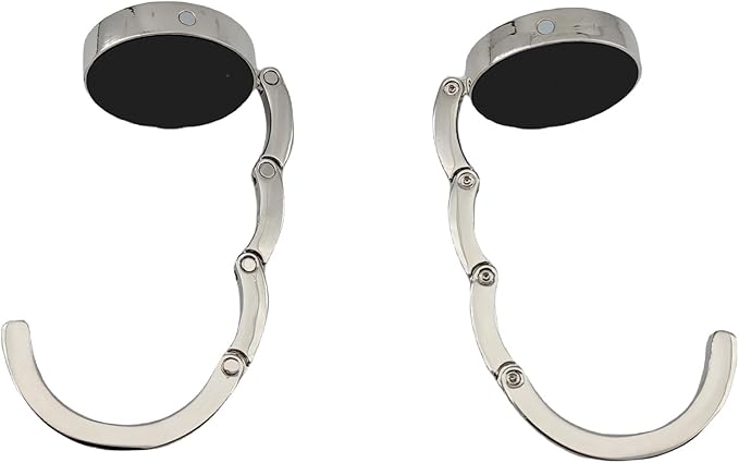 2 Pack Bling Foldable Purse Hooks for Table & Desk | Women's Handbag Hangers | Anti-Slip & Portable | Perfect for Dining Out & Office Use | Mixed Color (Black & White)