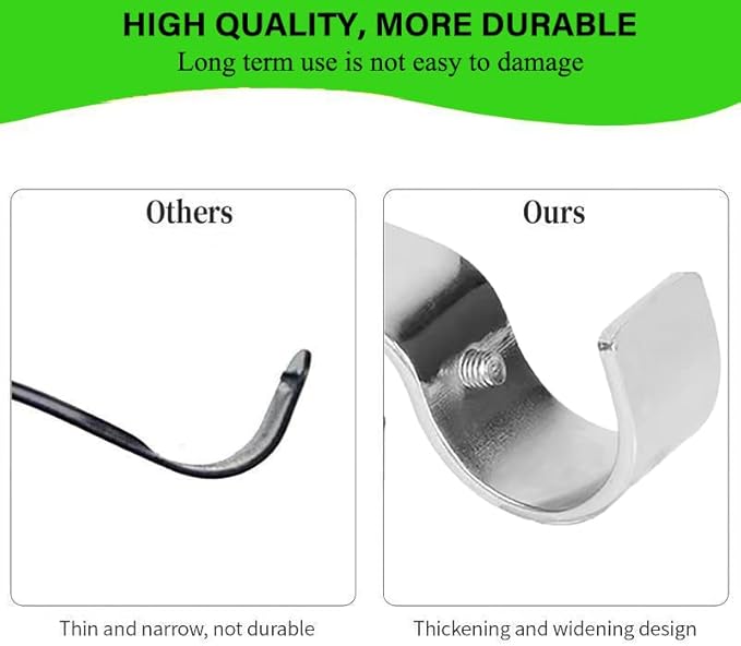 Curtain Rod Brackets for Adjustable, 2 Pack Premium Rod Bracket for Walls, Curtain Rod Holder, Drapery Rod Holders Hardware Window Curtain Rod Support Hanger for 1 Inch Rod (Silver)