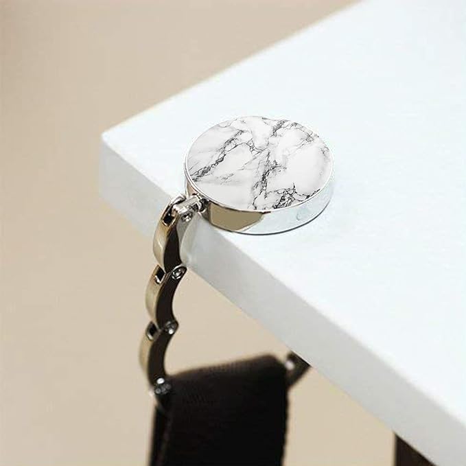 Bosketo Foldable Purse Hook Womens Bag Table Hanger Collection Desk Hooks for Purse (2pack W-OP Marble Hook)