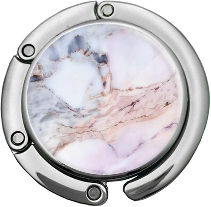 Bosketo Foldable Purse Hook Womens Bag Table Hanger Collection Desk Hooks for Purse (1pack Light Pink Marble Hook)