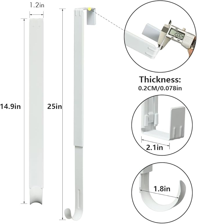 Wreath Hanger, Adjustable Over The Door Wreath Hanger from 15 to 25 Inches & Wreath Holder & Wreath Door Hanger for Front Door Decor 20 lbs Larger Christmas Decorations Hook (White)
