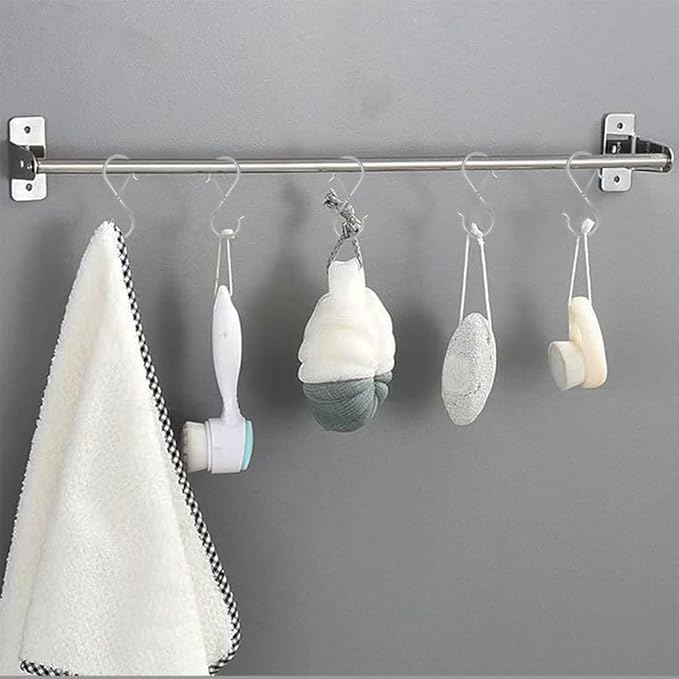 Waitkey 16 Pack S Hooks for Hanging, 3.5 inch Heavy Duty Metal S Hooks with Safety Buckle S Shaped Hooks Pot Rack Closet Hooks for Hanging Plants, Clothes, Kitchen Utensil, Pots, Pans, Bags (Silver)