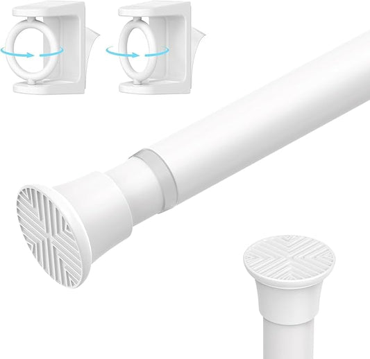 White Tension Rod 16-38Inch Small Tension Curtain Rods for Windows Adjustable Curtain Rods No Drilling Spring Rod Short Tension Rods for Doorway,Closet,Kitchen,Window