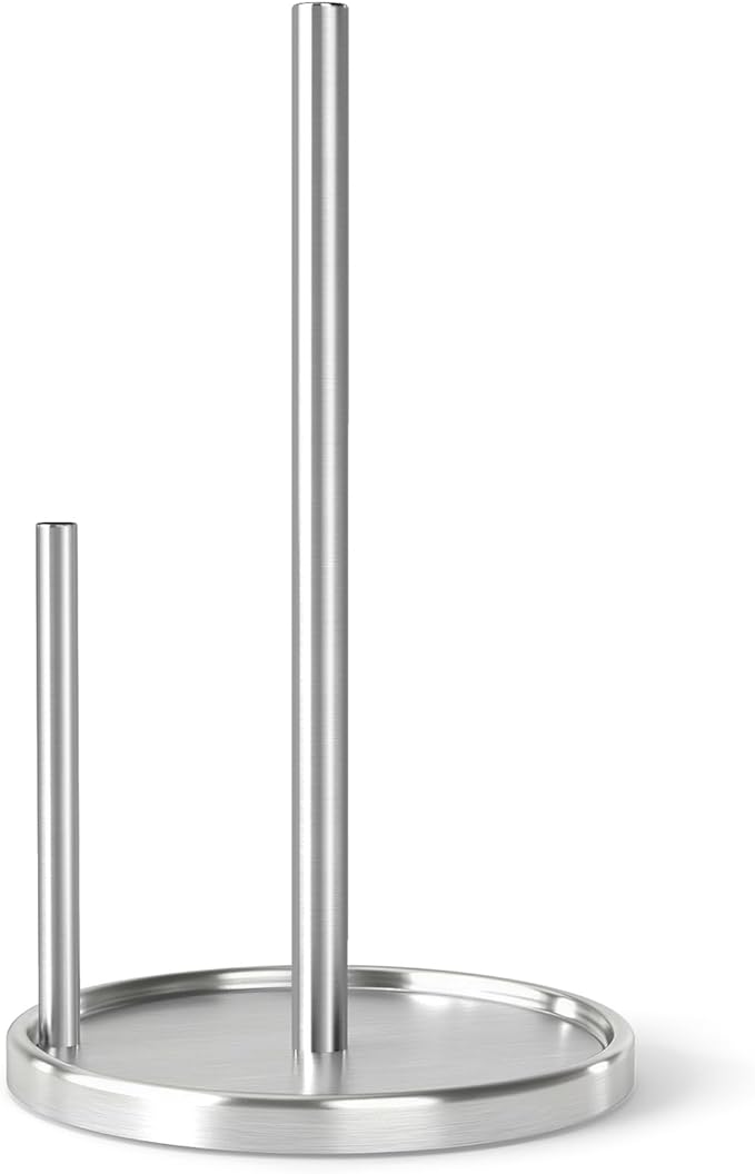 Jesginboo Paper Towel Holder Countertop, Silver Kitchen Paper Towels Holder, Paper Roll Holder with Weighted Base