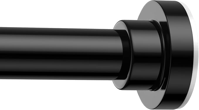 AIZESI Black Tension Curtain Rod 32-64 Inch Spring Loaded Curtain Rods No Drilling Spring Tension Rod Adjustable Curtain Rods for Window Doorway Bathroom Kitchen Closet, 7/8" Diameter