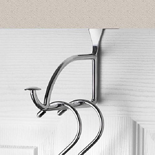 Spectrum Diversified Designs Hanger Holder & Hook, Extender Over-the-Door Closet, Bedroom & Laundry Room, Hanging Clothes Drying Rack, Chrome (Pack of 6)