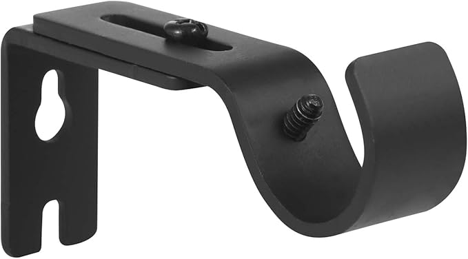 Heavy Duty Adjustable Curtain Rod Brackets Holders for 1 Inch Rod, Black Color, (Set of 6)