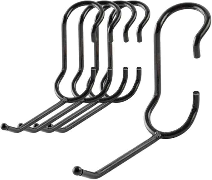 Shelf Pole Hooks 5-Pack | 4" Black All-Purpose Snap-On Hooks for 1" Wire, Metal & Metro Shelving | Heavy-Duty Garage, Pantry, Basement & Utility Storage Hooks