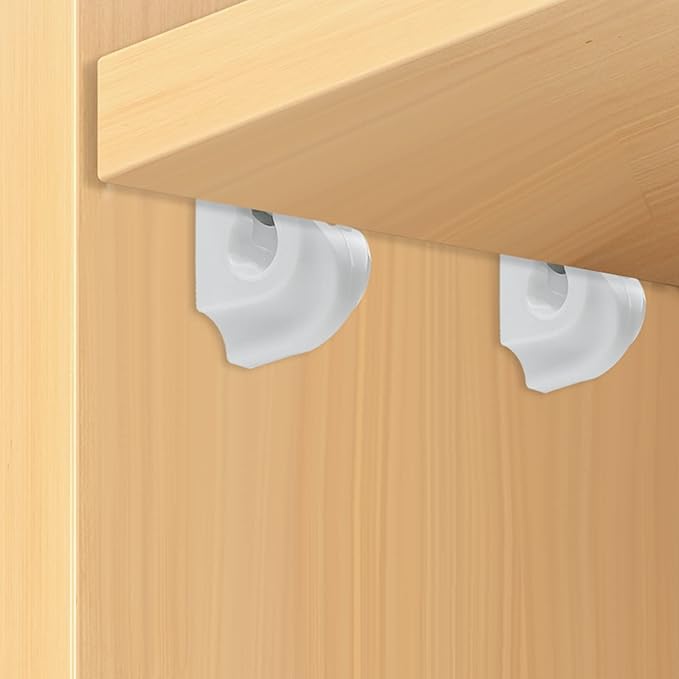 48 Pack White Down Wall Clip Closet Shelves Clips Wire Shelf Loop Clips Plastic Heavy Duty Wire Shelf Brackets Included Clips Screws and Expansion Tubes for Wire Closet Shelving