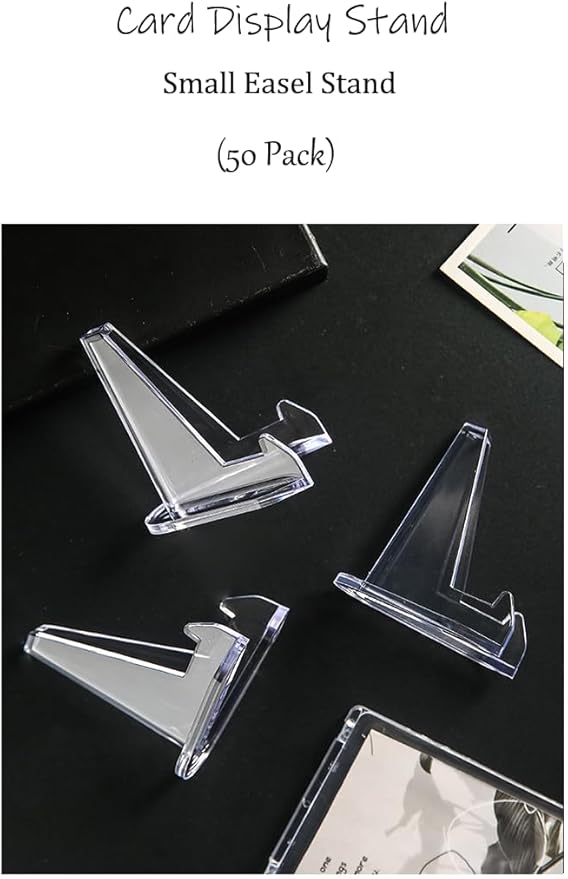 50 Packs Card Display Stand, 2.2 inch Acrylic Easel Mini Card Stand for Sports Graded Trading Baseball Football Card