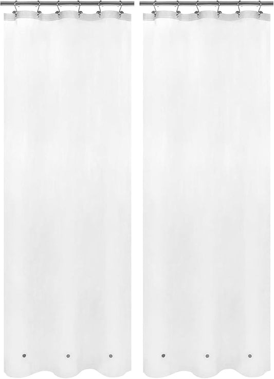 Barossa Design Frosted Stall Shower Curtain Liner with 3 Magnets - 36" x 72", Waterproof PEVA Shower Liner for Small Bathroom Stall, PVC Free, Metal Grommets - Frost, 36X72 (Pack of 2)