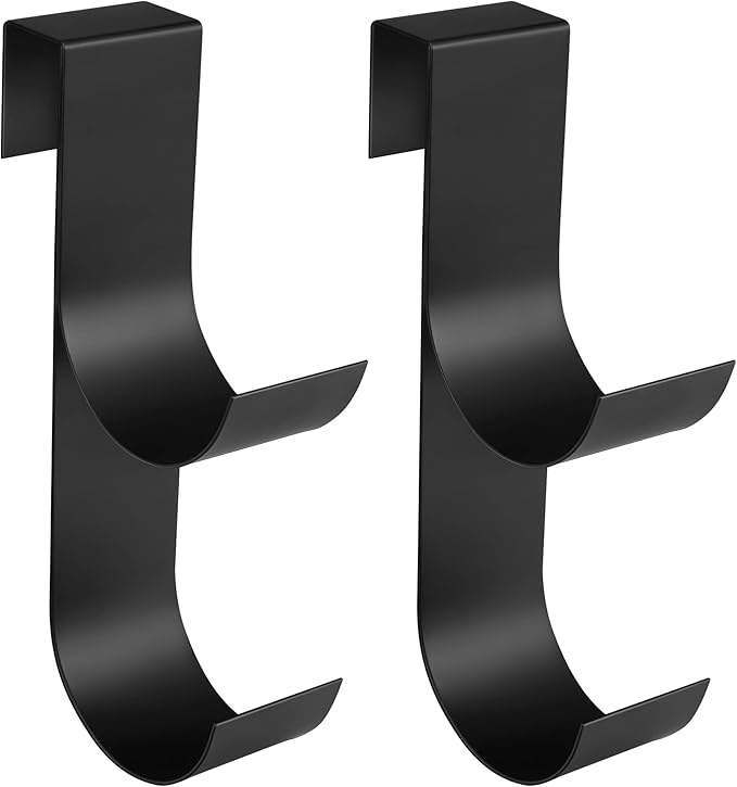 codree 2 Pcs Pool Fence Hooks for Pool Equipment- Black Heavy Duty Fence Hooks for Pool Poles- Slipe-on Fence Hanger for Pool Hose Pool Skimmer, Fit 3/4 Inch to 1-1/4 inch Railing