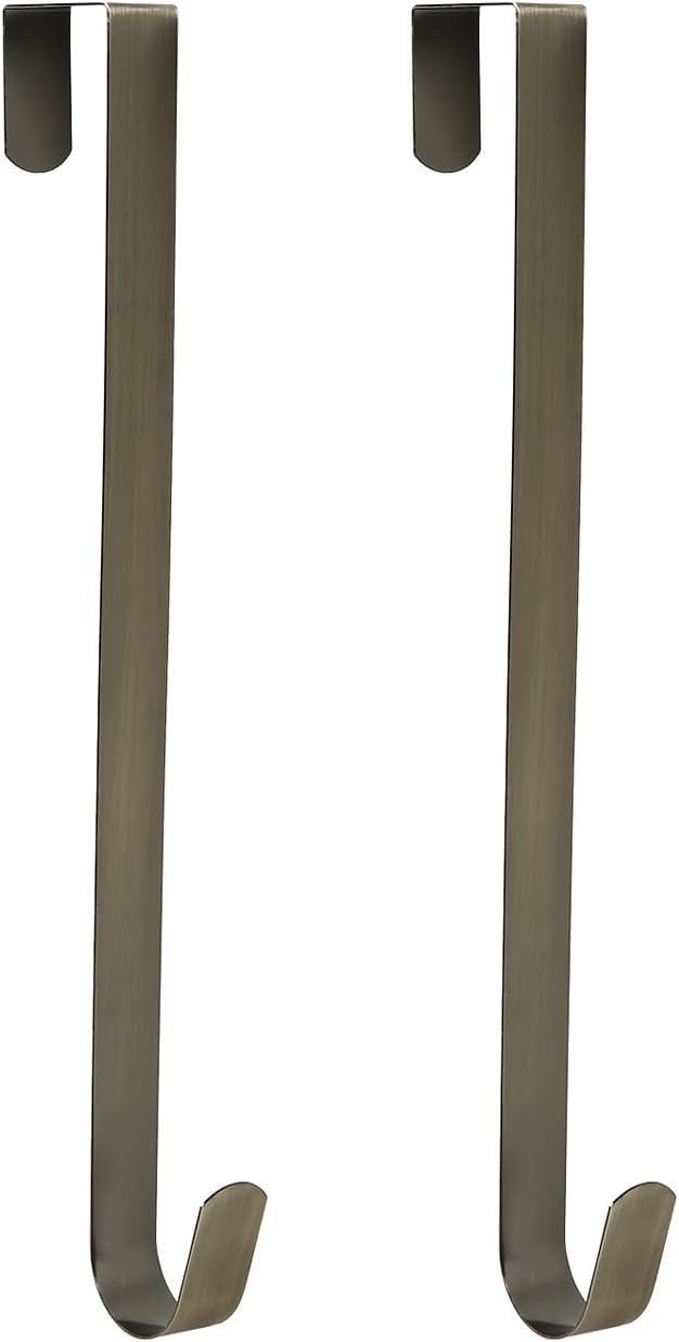 Sattiyrch 12" Wreath Hanger for Front Door,Steel Over The Door Hanger Hook,Wreath Door Hanger (Bronze,2)