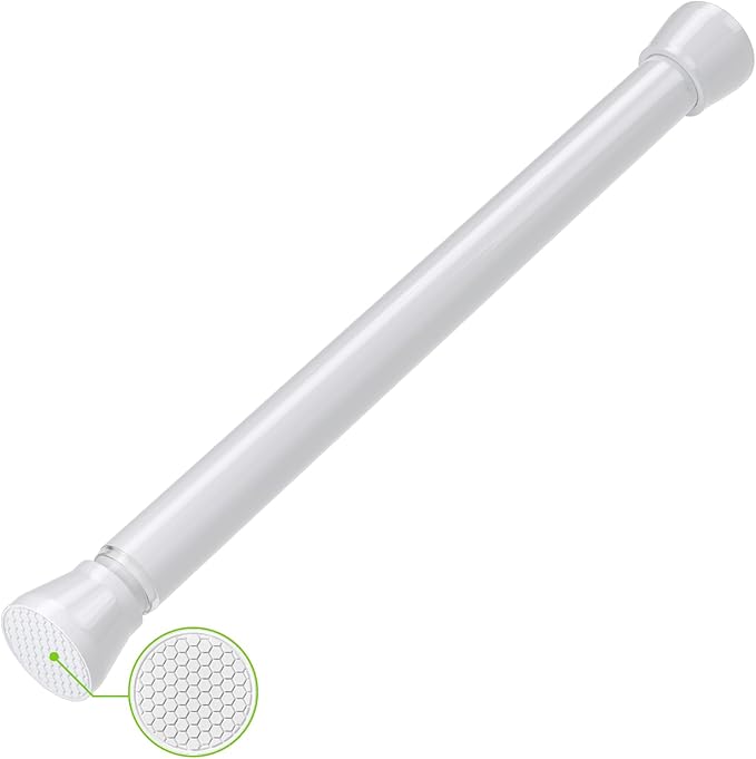 White Tension Rods 16 to 26 Inch Tension Curtain Rod Small Tension Rods Adjustable Curtain Rod Spring Curtain Rods No Drilling Expandable Pressure Spring for Closet Kitchen