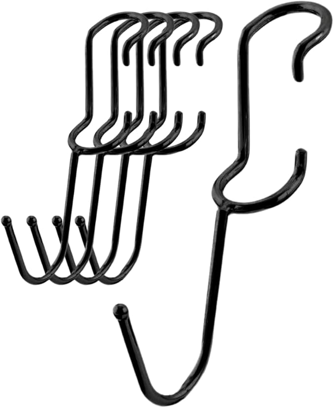 Shelf Pole Hooks | 5-Pack Black 1" J Hooks | Snap-On Hanging Hooks for Wire, Metal & Metro Shelving | Heavy Duty Garage, Workshop, Basement & Pantry Storage Hooks