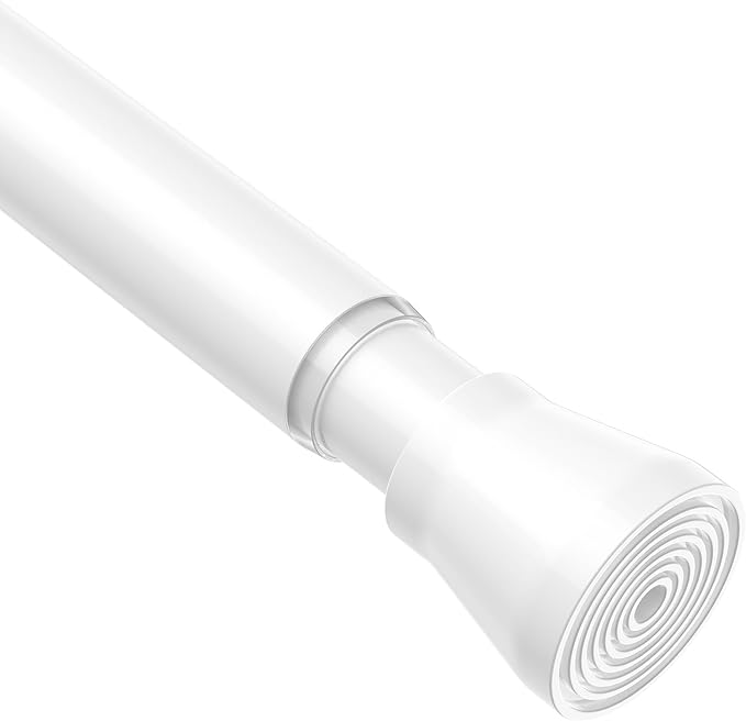 1 Pack Spring Tension Rods 18-26 Inches, 7/8 Inch Diameter White No Drill Spring Loaded Adjustable Extendable, Small Short Tension Curtain Rod for Windows Kitchen Doorway Closet Cupboard