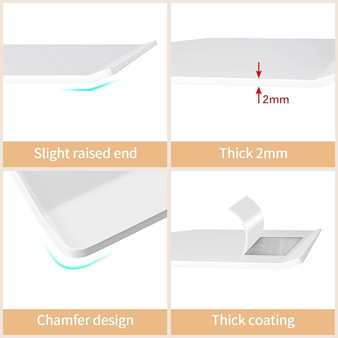 MKO 8" Small Floating Shelves for Wall, Metal Wall Mounted Shelf for Bathroom, Bedroom, Living Room, Kitchen, Little Hanging Shelves for Books/Storage/Room Decor 2 Packs, White