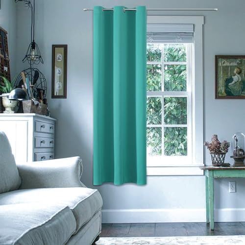 ChrisDowa Blackout Curtains 36 Inches Long for Living Room, Grommet Thermal Insulated Room Darkening Curtains for Bedroom (1 Panel Set, Teal, 42W x 36L)