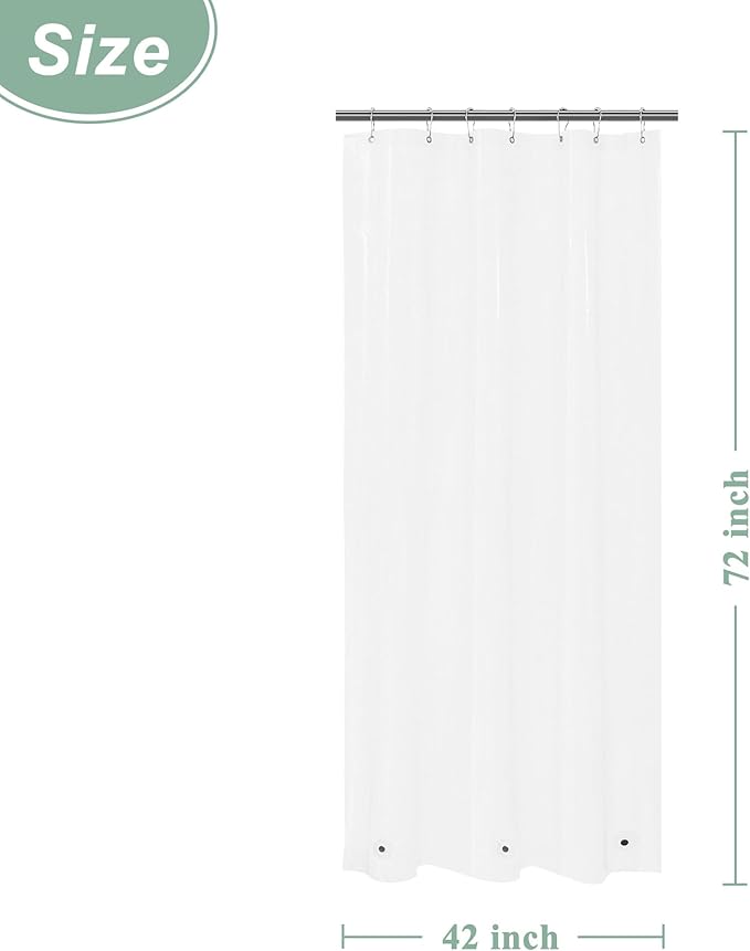 Mrs Awesome Narrow Clear Shower Curtain Liner with 3 Magnets, 48x72 Premium Flexible Sturdy Plastic Shower Curtain for Bathroom Shower Stall Lightweight, Waterproof, Clear