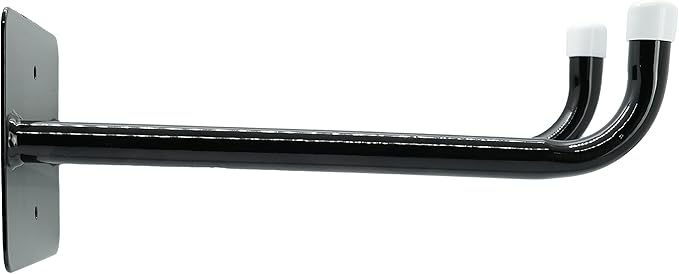 Shepherd Hardware 8095E Heavy Duty Steel 10-Inch Garage Storage Utility Double Hooks, 2 Pack, Black