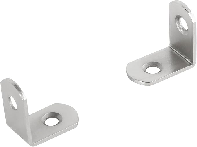 L Bracket 1" Corner Brace 90 Degree Right Angle Metal Support Fastener for Wood Shelves Furniture Desk Cabinet Chair Drawer, Pack of 16, Nickel Plated Silver