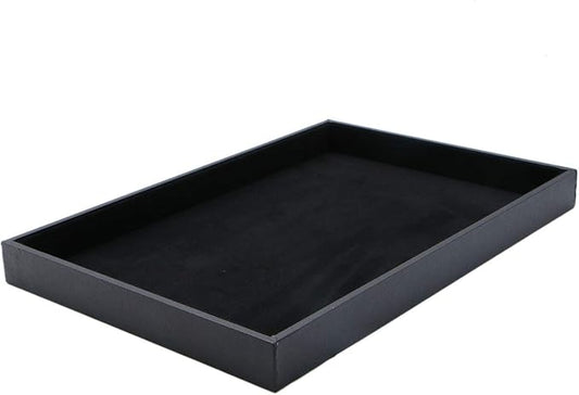 Velvet Jewelry Tray for Drawers Black Jewelrys Display Tray Stackable Jewelry Organizer Trays for Necklace Bracelet Ring Watch (1, Black)