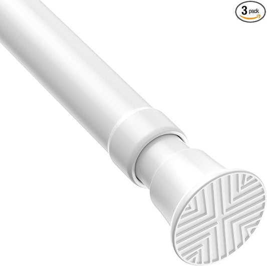 White Tension Curtain Rods 23 to 46 Inch,Spring Loaded Curtain Rods No Drilling,Small Tension Rod for Windows Door Closet,Pressure Rod