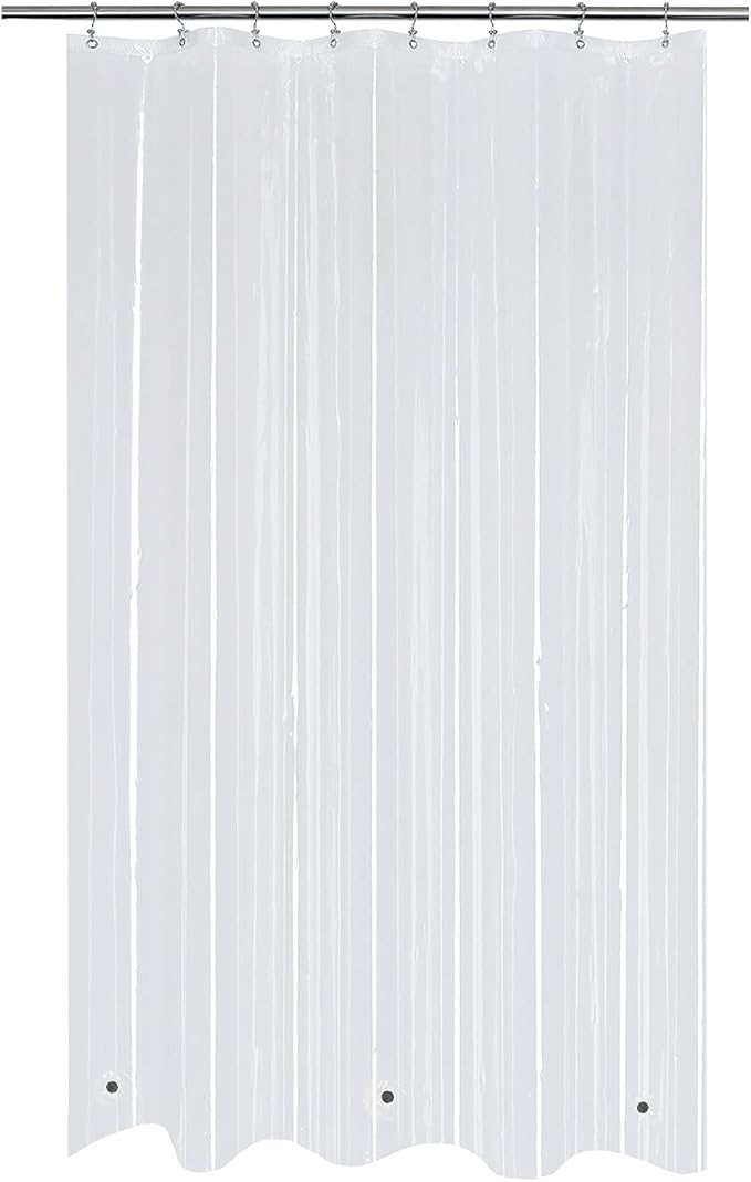 Mrs Awesome PEVA Shower Curtain Liners with 3 Magnets, Water Proof 54 inch Plastic Shower Liner for Bathroom or Shower Stall, Clear, 54x72