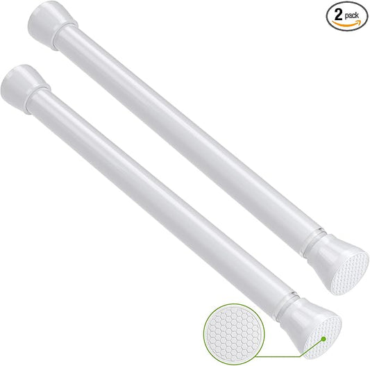 Tension Curtain Rod 2Pack Tension Rods 16 to 26 inch Adjustable Curtain Rod Small Expandable Spring Curtain Rod Pressure Rods For Closet, Door, Kitchen