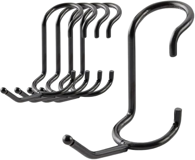 Shelf Pole Hooks 5-Pack | 2" Black Snap-On Hooks for 1" Wire, Metal & Metro Shelving | Heavy-Duty Garage, Pantry, Basement & Utility Storage Hooks