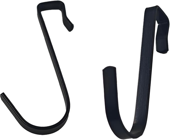 20Pcs J Shaped Stainless Steel Hanger Hook,Clip-on Wire Rack Hook, Hanging Sink Grid Hooks Wire Shelf Hooks for Kitchen Bedroom Office,Black
