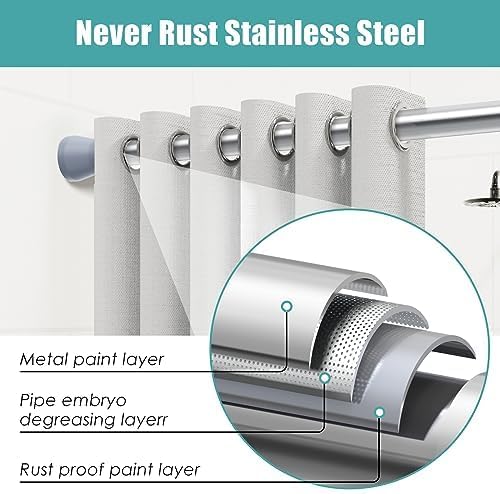 AIZESI Silver Tension Curtain Rod 16 to 26 Inch, 7/8” Diameter Spring Loaded Curtain Rods, Small Tension Rod for Window, Kitchen, Bathroom, Closet