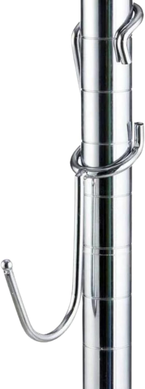 Shelf Pole Hooks 5-Pack | Chrome J Hooks for 1-Inch Poles | Snap-On Hooks for Wire & Metal Shelving | Kitchen, Garage & Home Organization