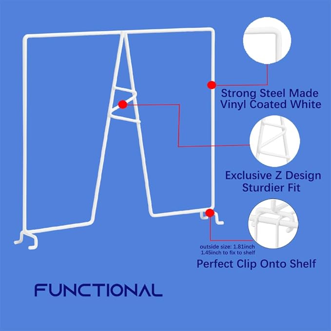 Wire Shelf Dividers - White Closet Organization & Storage Organizer - No Tool Shelf Divider for Wire Shelves - Metal Shelf Accessories – for 12“ Deep Wire Shelves – Tall 12” Height – 24 Pack
