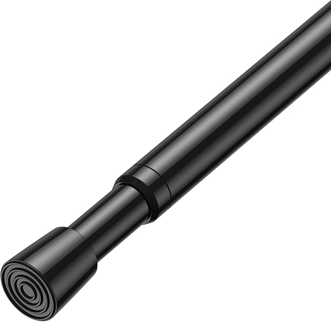 Tension Curtain Rod for Window 34 to 59 Inch Adjustable Spring Loaded Curtain Rods No Drilling Black Tension Rods for Doorway Closet Door Kitchen Bathroom