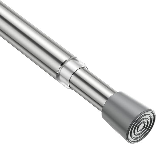 1 Pack Spring Tension Rods 28-45in, 5/8 Inch Diameter Silver No Drill Spring Loaded Adjustable Extendable, Small Short Tension Curtain Rod for Windows Kitchen Doorway Closet Cupboard