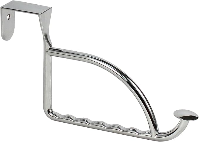 Spectrum Stratford Chrome Over The Door Hook Valet for Hanging Clothes Towels Robes, Easy Hang Sturdy Steel Door Hanger for Closet Bedroom Bathroom Laundry Room Door, Fits Doors Up to 1.3” Thick
