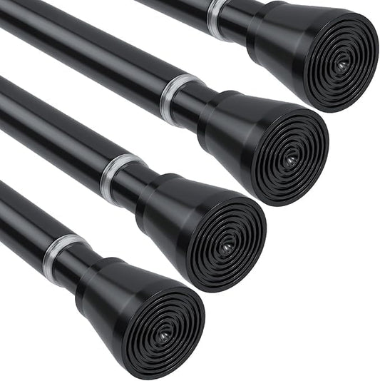 4pcs Tension Curtain Rod for Windows 27 to 50 Inch，Spring Tension Rods Black Curtain Rods Adjustable Spring Rod Extendable Tension Rod for Kitchen, Bathroom, Window, Bookshelf