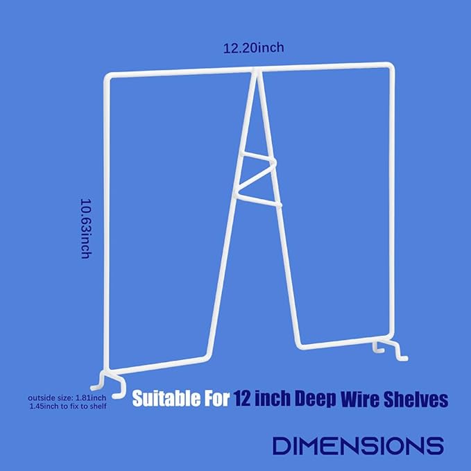 Wire Shelf Dividers - White Closet Organization & Storage Organizer - No Tool Shelf Divider for Wire Shelves - Metal Shelf Accessories – for 12“ Deep Wire Shelves – Tall 12” Height – 20 Pack