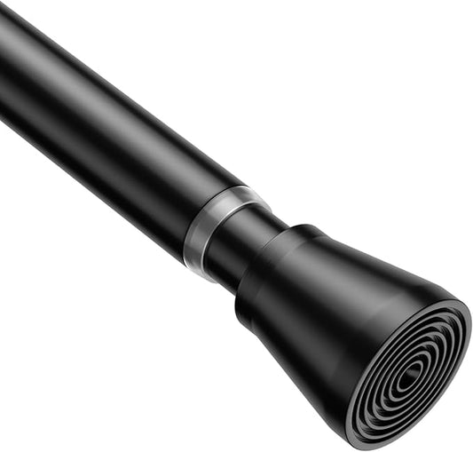 1 Pack Spring Tension Rods 30-64 Inches, 7/8 Inch Diameter Black No Drill Spring Loaded Adjustable Extendable, Small Short Tension Curtain Rod for Windows Kitchen Doorway Closet Cupboard