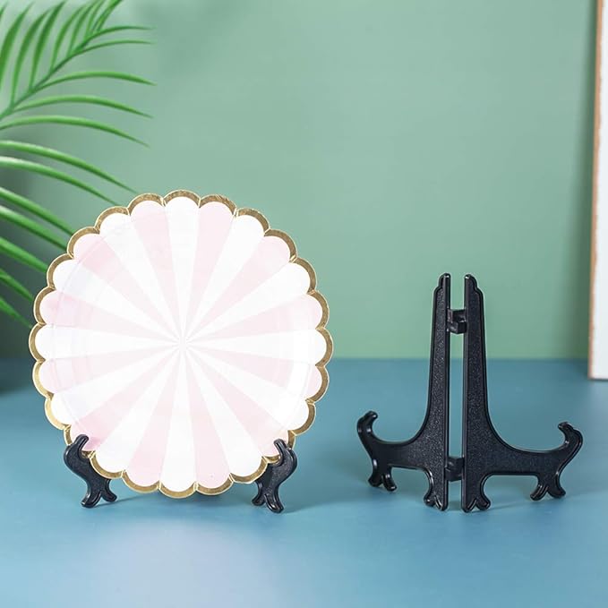 Artliving 6 Inch Black 12pcs/Set Plastic Easels Plate Display Stands Picture Frame Stand Holder