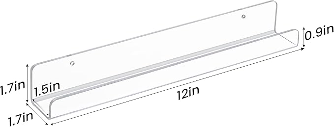 upsimples 8 Pack Vinyl Record Wall Mount Shelves, 12" Vinyl Holder for Album Record Storage & Display, Clear Acrylic Floating Shelves for Wall Decor, Kids Bookshelf, Magazine Rack, Picture Ledge | Vinyl Holder, Album Record Storage, Display, Wall Decor...