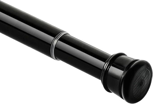 No Sectional Assembly Shower Curtain Rod 42-78 Inch, 1" Diameter Spring Long Adjustable Tension Curtain Rods for Bathroom Windows Closet No Drilling No Rust, Black