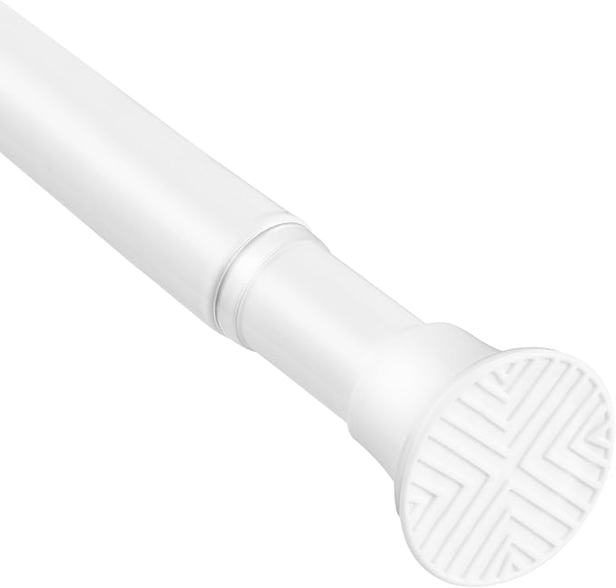 White Spring Tension Curtain Rods 23-46 Inch Adjustable Expandable Spring Loaded Curtain Rods No Drilling Suitable for Small Short Tension Rods 23-34 Inch Doors, Windows, Closet