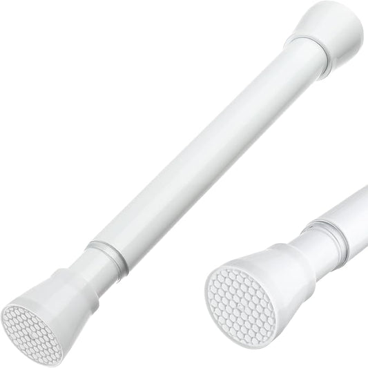 White Tension Rod 16 To 26 Inch Spring Curtain Rod Adjustable Tension Curtain Rods No Drilling Short Tension Rod Extendable Small Spring Tension Curtain Rod for Closet Cupboard Bars Refrigerator