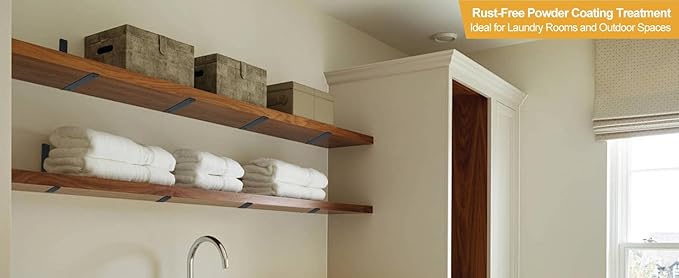 4 Pack - L 11" x H 6" x W1.5, 5mm Thick Black L Shelf Bracket, Iron Shelf Brackets, Metal Shelf Brackets, Floating Shelf, Shelf Supports with Screws