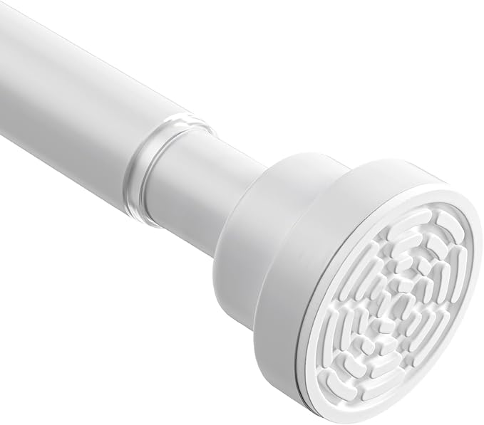 Tension Curtain Rod 30 To 49 Inch White Tension Rods Adjustable Spring Loaded Curtain Rods 7/8" No Drilling Tension Rods For Windows Bedroom Closet Doorway Door