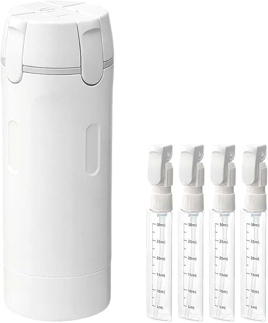 4 in 1 Travel Dispenser, 4 Pack 30ML Travel Bottles with Stickers for Toiletries, Leak Proof Travel Size Containers, Portable for Shampoo Lotion Conditioner Cream White