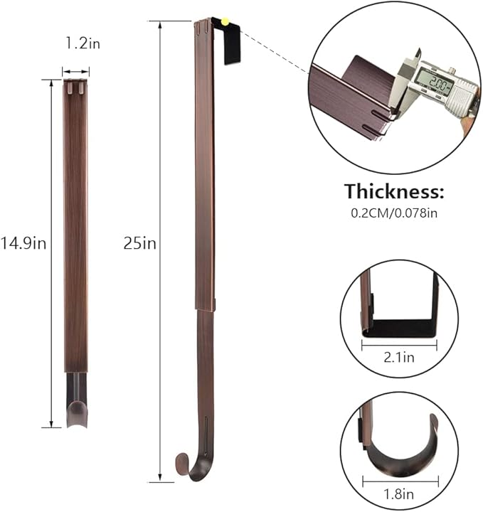 Wreath Hanger, Adjustable Over The Door Wreath Hanger Wreath Holder Wreath Hook for Door Christmas (Bronze,20 lbs)